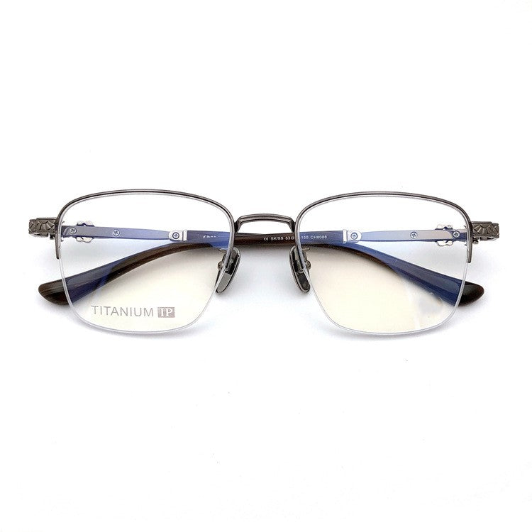 Gothic Titanium Semi-Rimless Square Glasses for Men & Women – CH8088