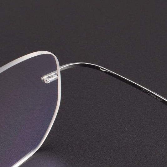 Screwless Pure Titanium Rimless Polygon Glasses | Ultra-Light Designer Optical Frame XW1816