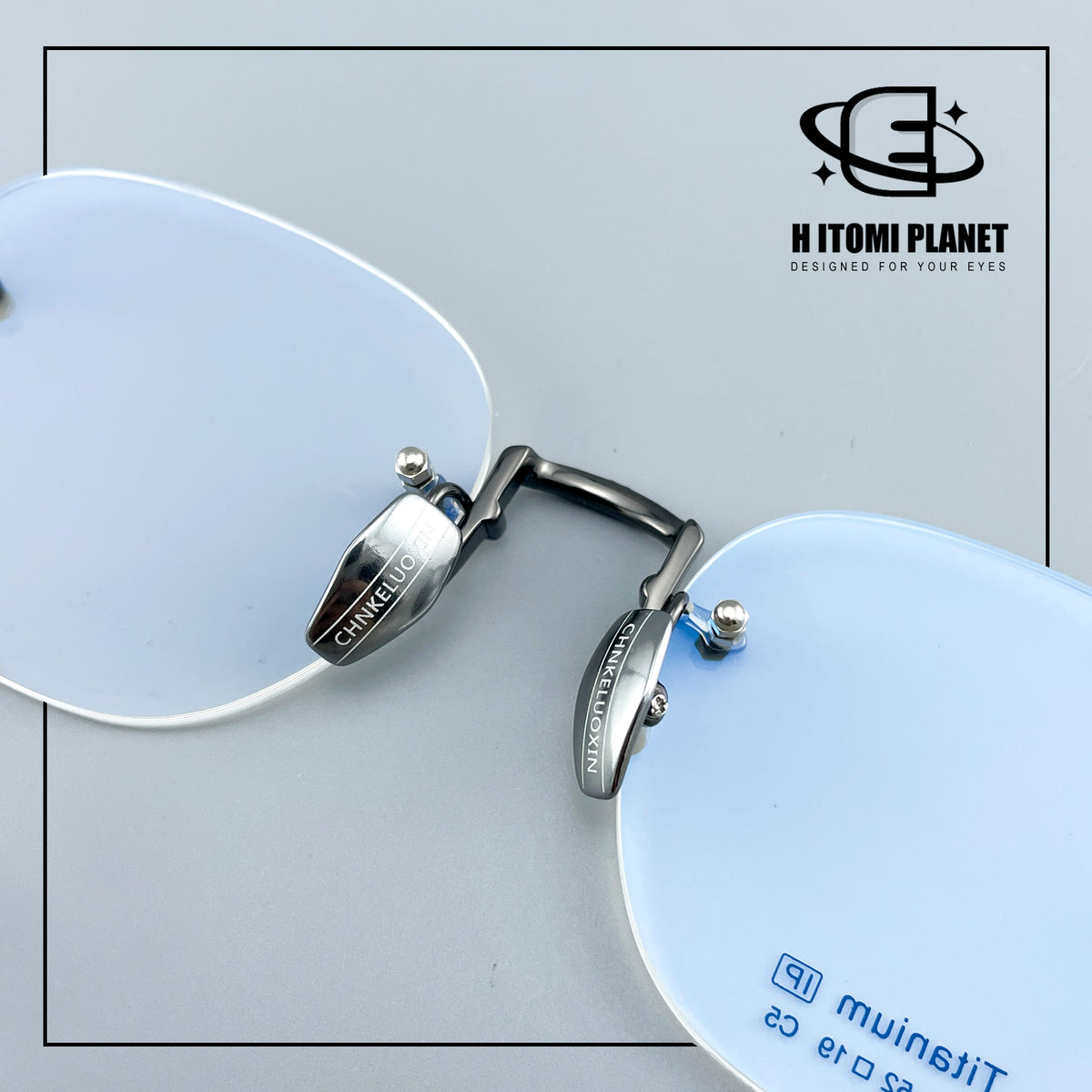 Pure Titanium Gothic Rectangular Glasses with Cross-Detail Temples – EO-896