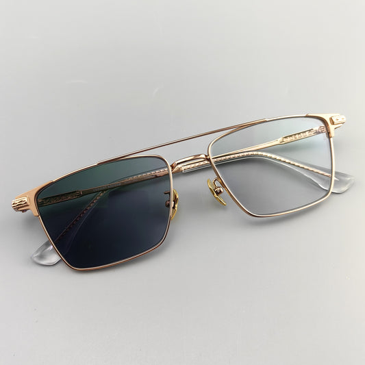 Chrome Hearts-Style Double Bridge Titanium Glasses Square Eyeglasses Lightweight Full Rim Prescription Frame CH5401