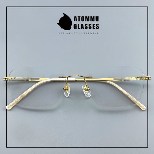 Women’s Rimless Pure Titanium Eyeglasses – Square Ultra Lightweight Business Frame 6443