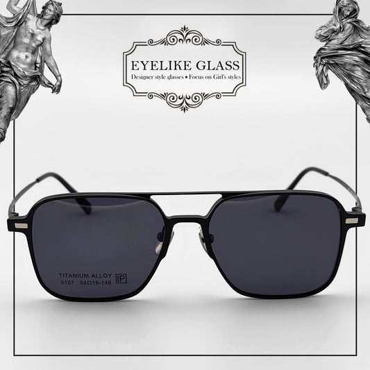 Titanium Magnetic Clip-On Sunglasses - Aviator-Style Dual Lens System (Black/Yellow) | Night Vision & UV Protection - EO-6107