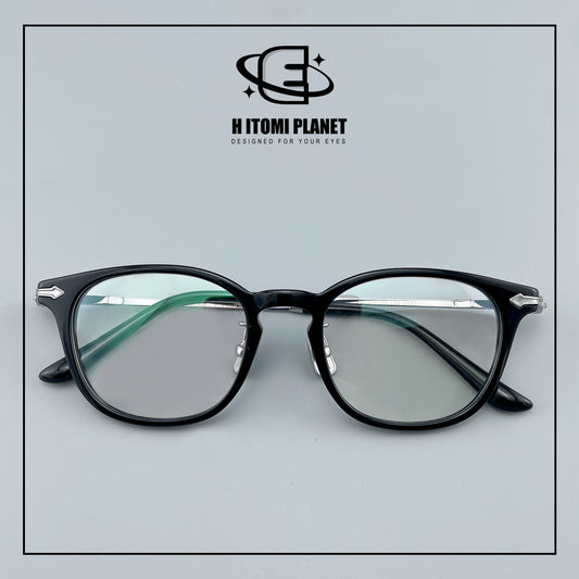 Vintage Panto Titanium & Acetate Eyeglasses | Designer Pear Shape Optical Frame for High Prescription Lenses EO-5022
