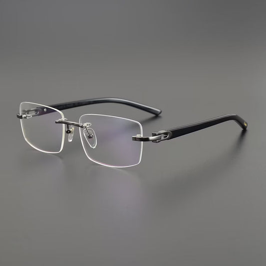 Cartier-Style Pure Titanium Rimless Glasses with Acetate Temples Business Prescription Optical Frame – CT0287O