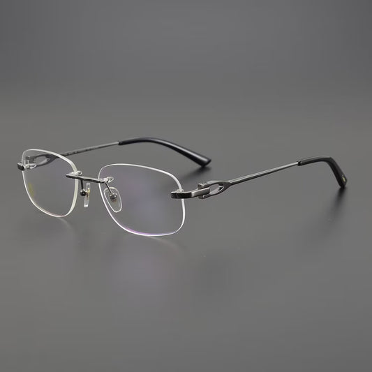Cartier-Style Rimless Glasses Titanium Oval Eyeglasses Frame Mens Luxury Rimless Optical Glasses Lightweight Frame CT0290