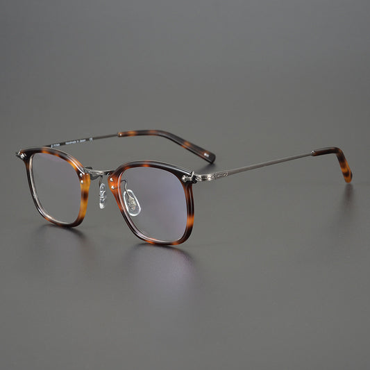 Japanese Designer Small Square Acetate Eyeglasses with Titanium Hinges | Vintage Full Rim Optical Frame EO-806