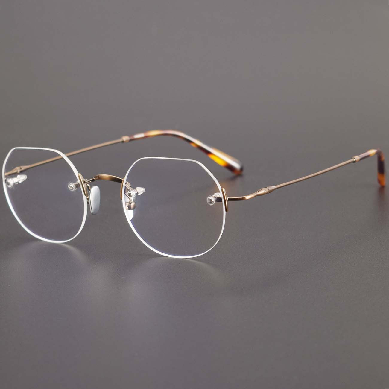 Luxury Rimless Polygon Glasses with Pure Titanium Frame | Designer Optical Eyeglasses ZY008