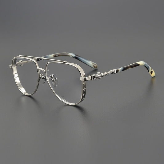 ARMADILDOE Vintage Gothic Aviator Glasses – Oversized Gold Double Bridge Metal Frame - HP eyeglasses