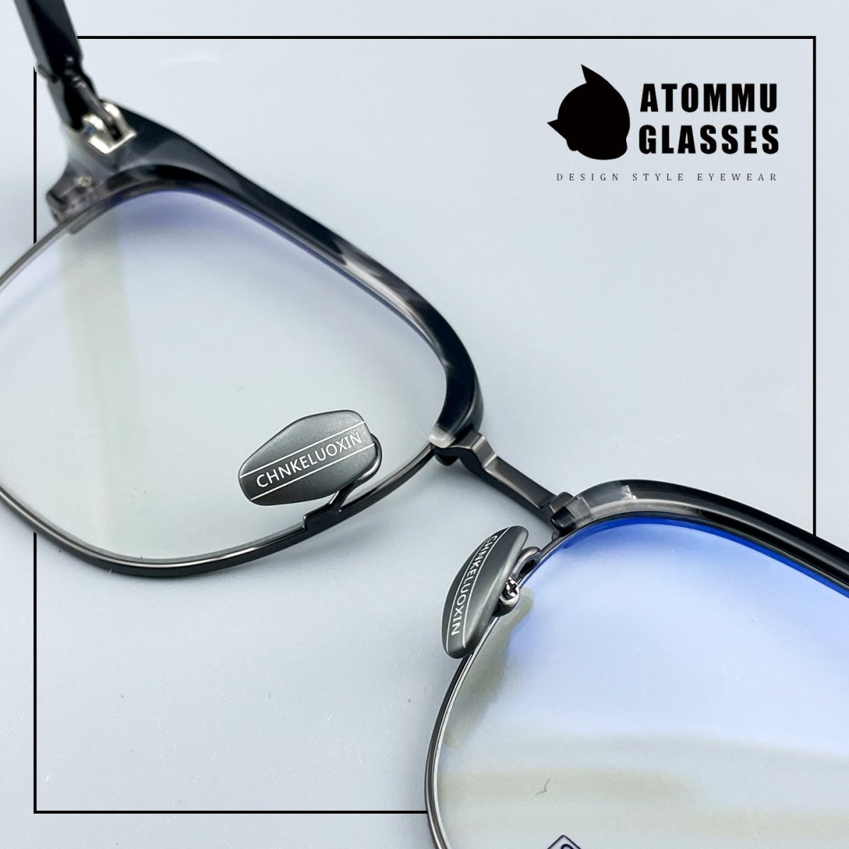 Black Samurai Browline Semi - Rimless Glasses | Gothic Pure Titanium Eyewear for Men with Large Face – Full Frame Style High Prescription Ready - HP eyeglasses