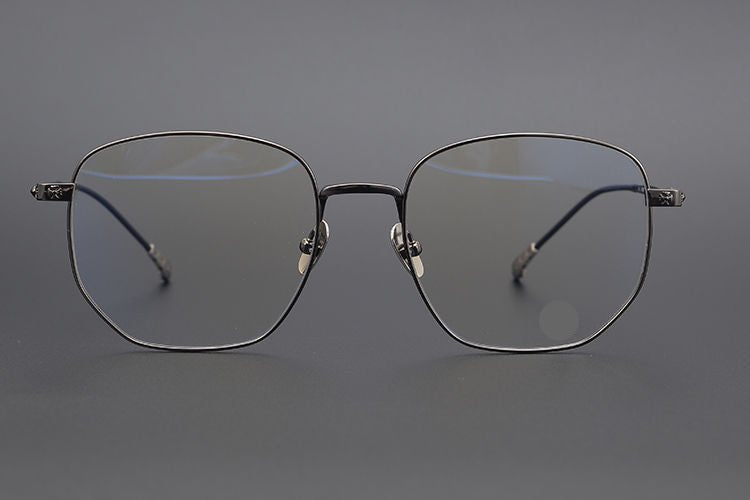 BONE PRONE Chrome Hearts Style Oversized Titanium Glasses – Lightweight Polygon Optical Frame for Men & Women, Blue Light Blocking Eyeglasses - HP eyeglasses