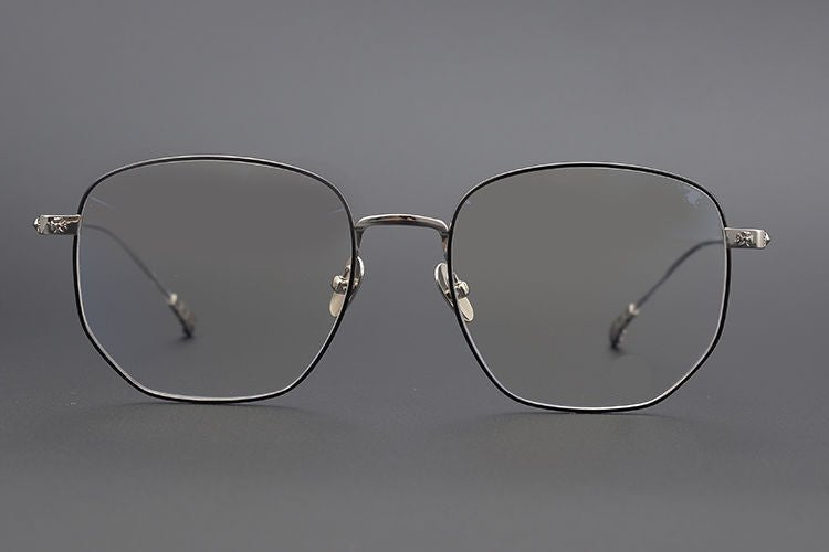 BONE PRONE Chrome Hearts Style Oversized Titanium Glasses – Lightweight Polygon Optical Frame for Men & Women, Blue Light Blocking Eyeglasses - HP eyeglasses