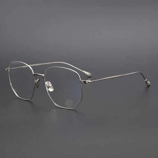 BONE PRONE Chrome Hearts Style Oversized Titanium Glasses – Lightweight Polygon Optical Frame for Men & Women, Blue Light Blocking Eyeglasses - HP eyeglasses