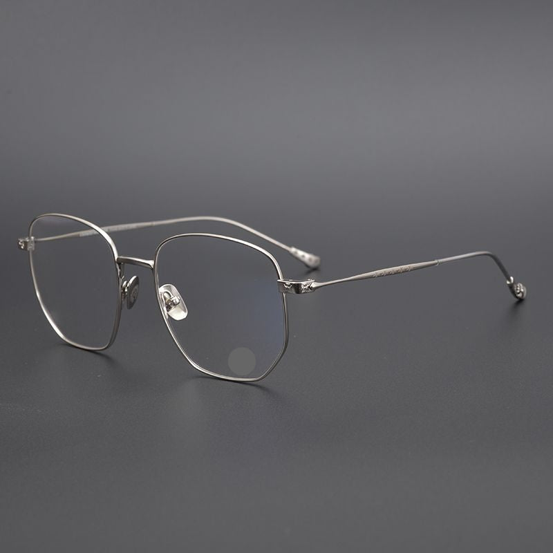 BONE PRONE Chrome Hearts Style Oversized Titanium Glasses – Lightweight Polygon Optical Frame for Men & Women, Blue Light Blocking Eyeglasses - HP eyeglasses