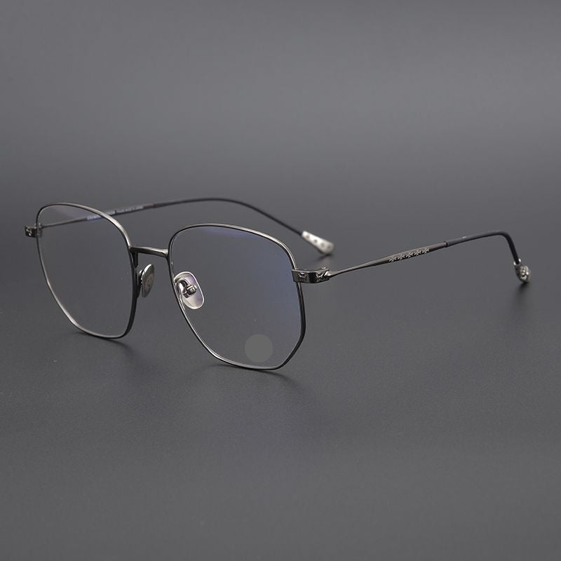 BONE PRONE Chrome Hearts Style Oversized Titanium Glasses – Lightweight Polygon Optical Frame for Men & Women, Blue Light Blocking Eyeglasses - HP eyeglasses