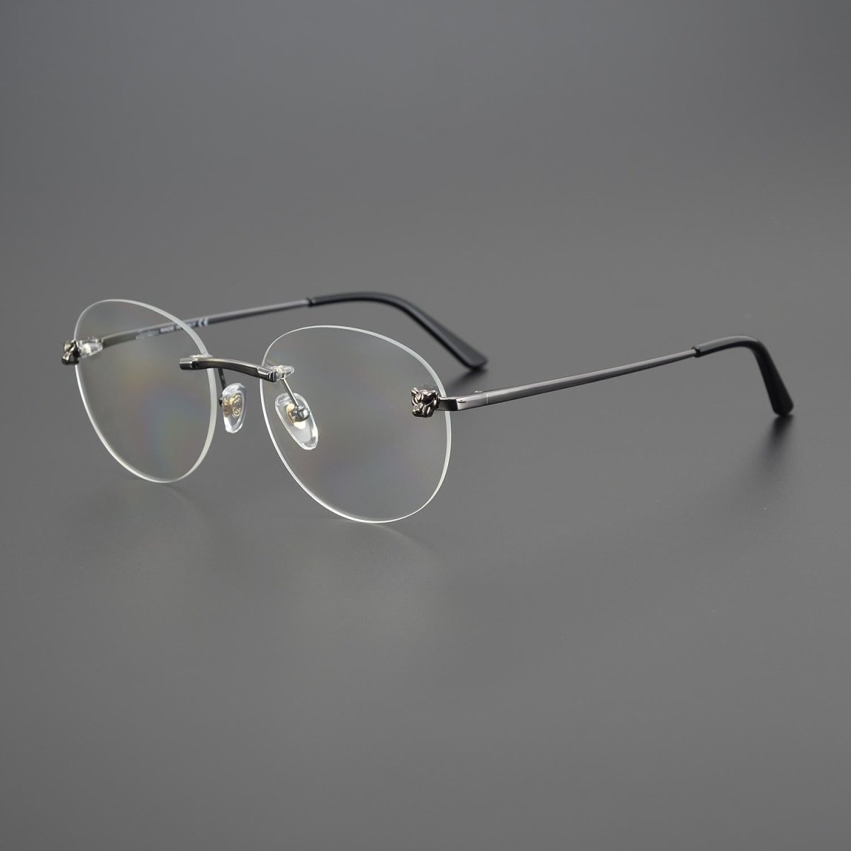 Business Rimless Round Titanium Alloy Glasses with Panther Head Detail – CT0028O - HP eyeglasses