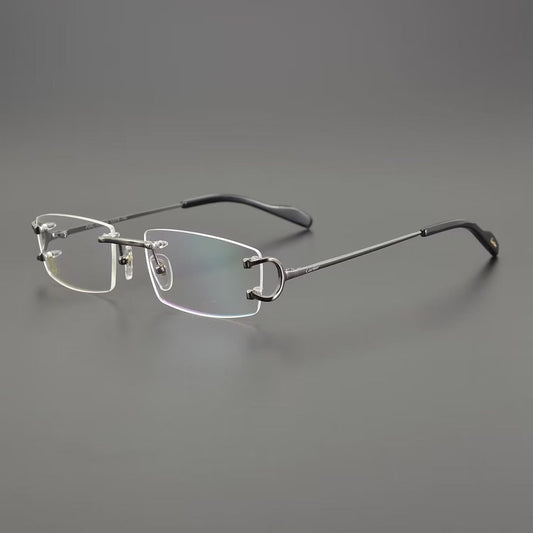 Business Style Rimless Pure Titanium Prescription Glasses with Acetate Temples – CT00920 - HP eyeglasses