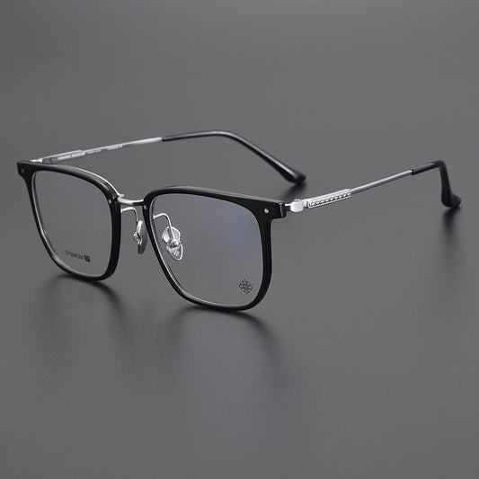 CH5511 Lightweight Titanium Square Glasses – Minimalist Acetate Full Frame for Blue Light - HP eyeglasses