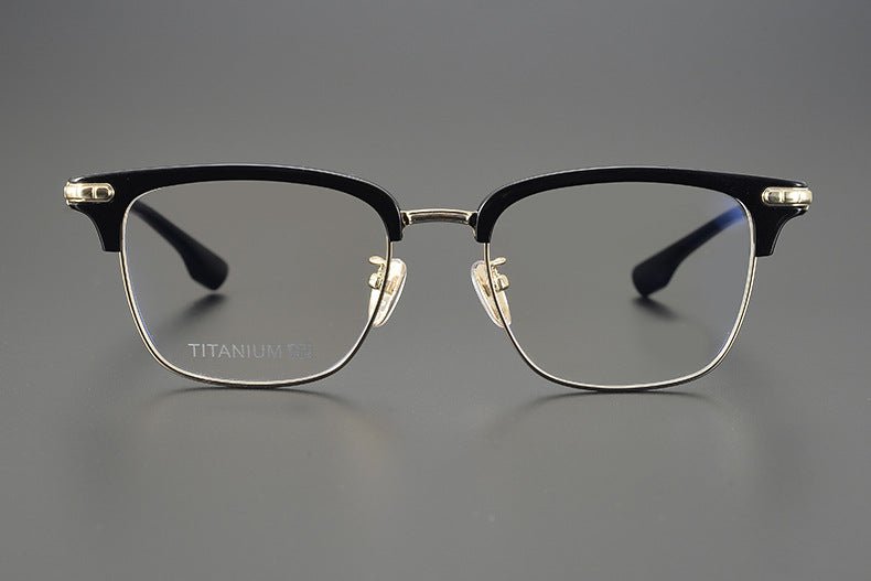CH8148 Chrome Hearts Style Browline Glasses | Gothic Square Pure Titanium Eyewear with Acetate Frame – Anti - Blue Light & Prescription Ready - HP eyeglasses