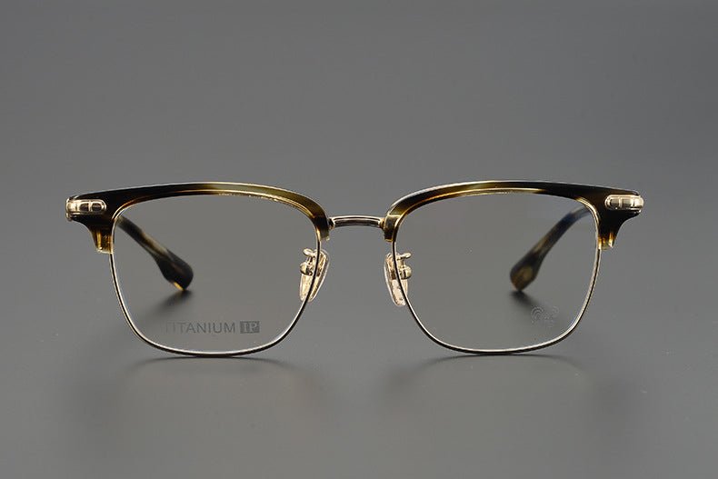 CH8148 Chrome Hearts Style Browline Glasses | Gothic Square Pure Titanium Eyewear with Acetate Frame – Anti - Blue Light & Prescription Ready - HP eyeglasses