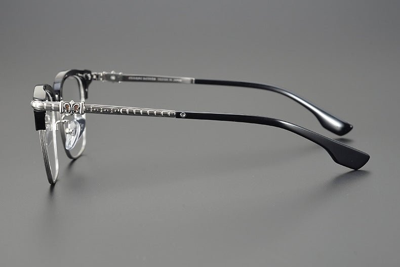 CH8148 Chrome Hearts Style Browline Glasses | Gothic Square Pure Titanium Eyewear with Acetate Frame – Anti - Blue Light & Prescription Ready - HP eyeglasses