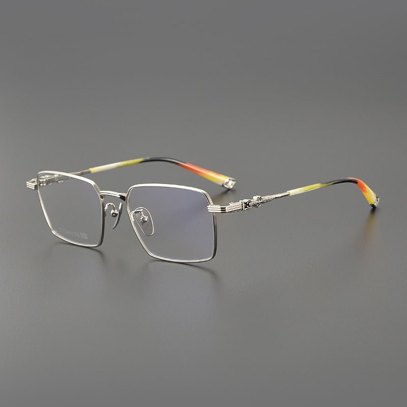 CH8163 Chrome Hearts Style Men’s Titanium Eyeglass Frame – Oversized Square Optical Glasses for Large Faces, Anti - Blue Light & Prescription Ready - HP eyeglasses