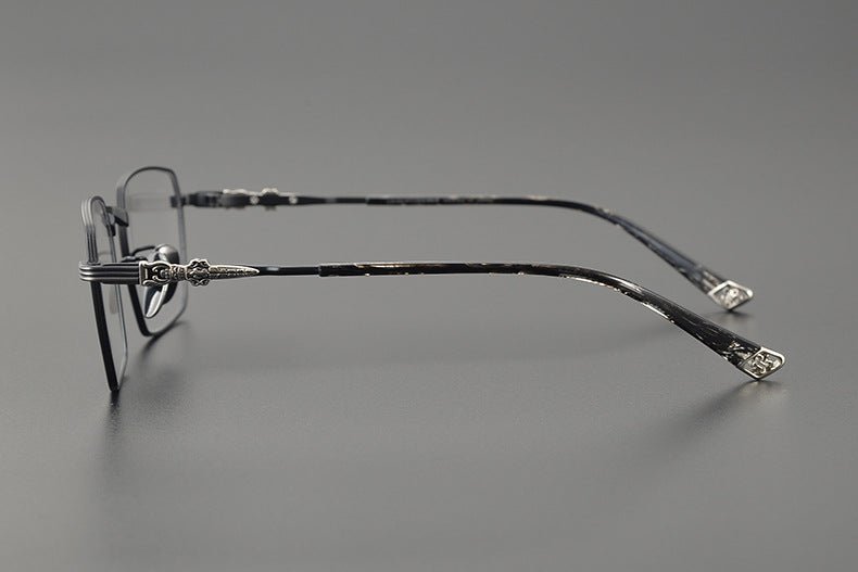 CH8163 Chrome Hearts Style Men’s Titanium Eyeglass Frame – Oversized Square Optical Glasses for Large Faces, Anti - Blue Light & Prescription Ready - HP eyeglasses