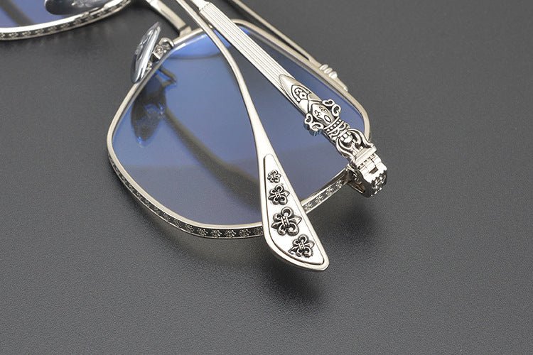 Chrome Hearts design Vintage Gothic Aviator Glasses – Gothic Double Bridge Titanium Frame - CH8034 - HP eyeglasses