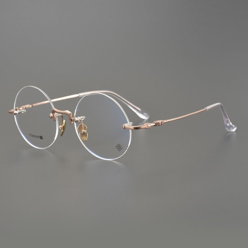 Chrome Hearts-Inspired Luxury round rimless glasses Ultra-Light