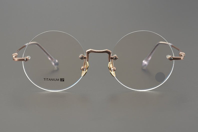 Chrome Hearts - Inspired Luxury round rimless glasses | Ultra - Light Pure Titanium Round Frames for Men & Women - HP eyeglasses