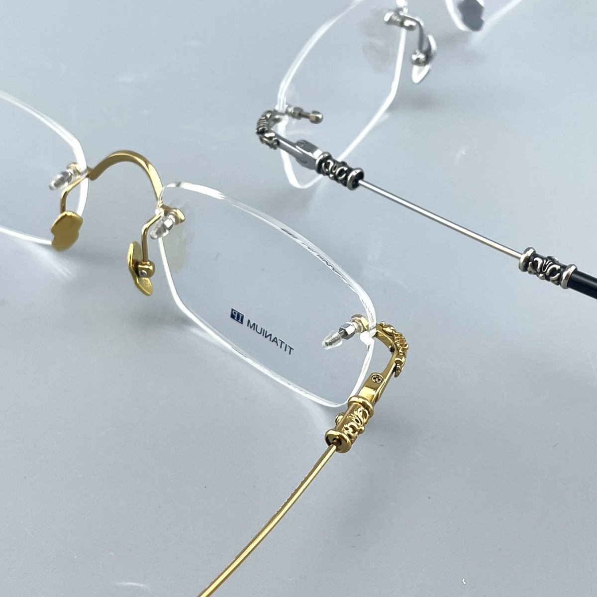 Chrome Hearts - Inspired Titanium Rimless Glasses | Retro Gothic - Style Rimless Frames for Men & Women - HP eyeglasses