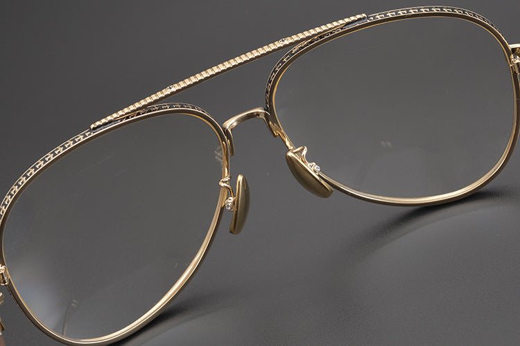 Chrome Hearts Style Aviators Glasses - Gothic Titanium Double Bridge Full Frame Glasses - HP eyeglasses