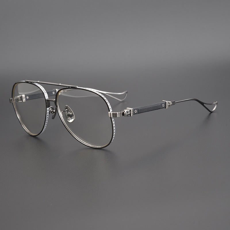 Chrome Hearts Style Aviators Glasses - Gothic Titanium Double Bridge Full Frame Glasses - HP eyeglasses