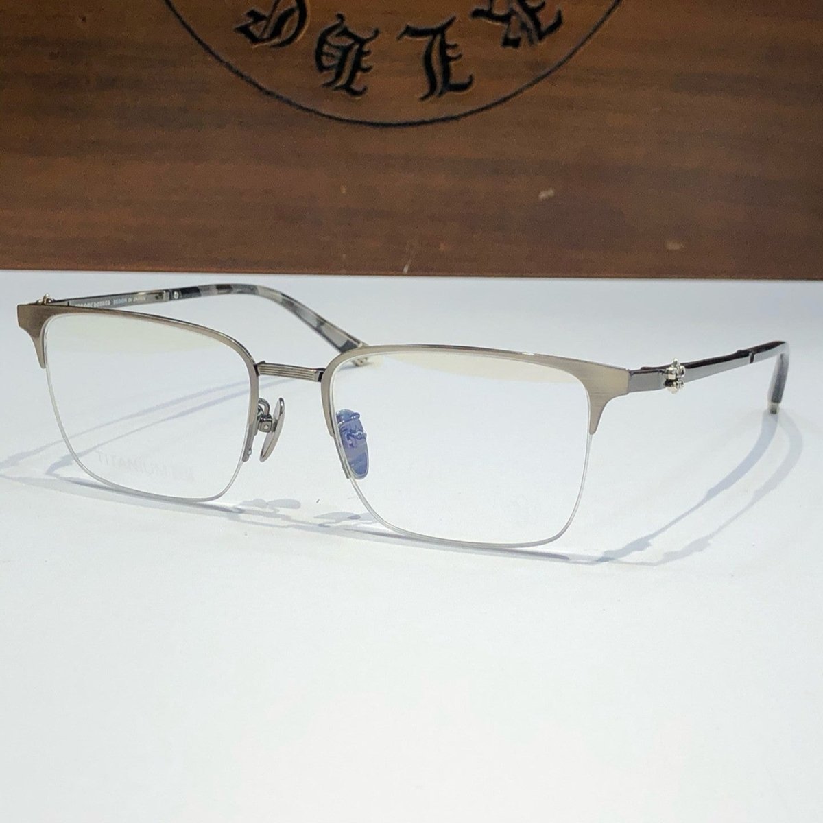 Chrome Hearts - Style Browline Glasses Square Half Rim Eyeglasses Frame Browline Prescription Glasses for Men Women CH8265 - HP eyeglasses