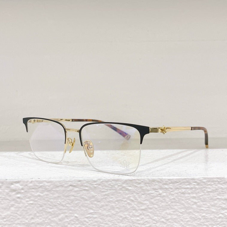 Chrome Hearts - Style Browline Glasses Square Half Rim Eyeglasses Frame Browline Prescription Glasses for Men Women CH8265 - HP eyeglasses