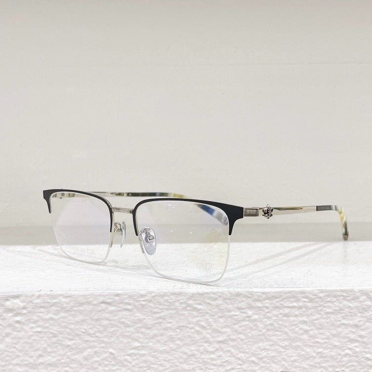 Chrome Hearts - Style Browline Glasses Square Half Rim Eyeglasses Frame Browline Prescription Glasses for Men Women CH8265 - HP eyeglasses