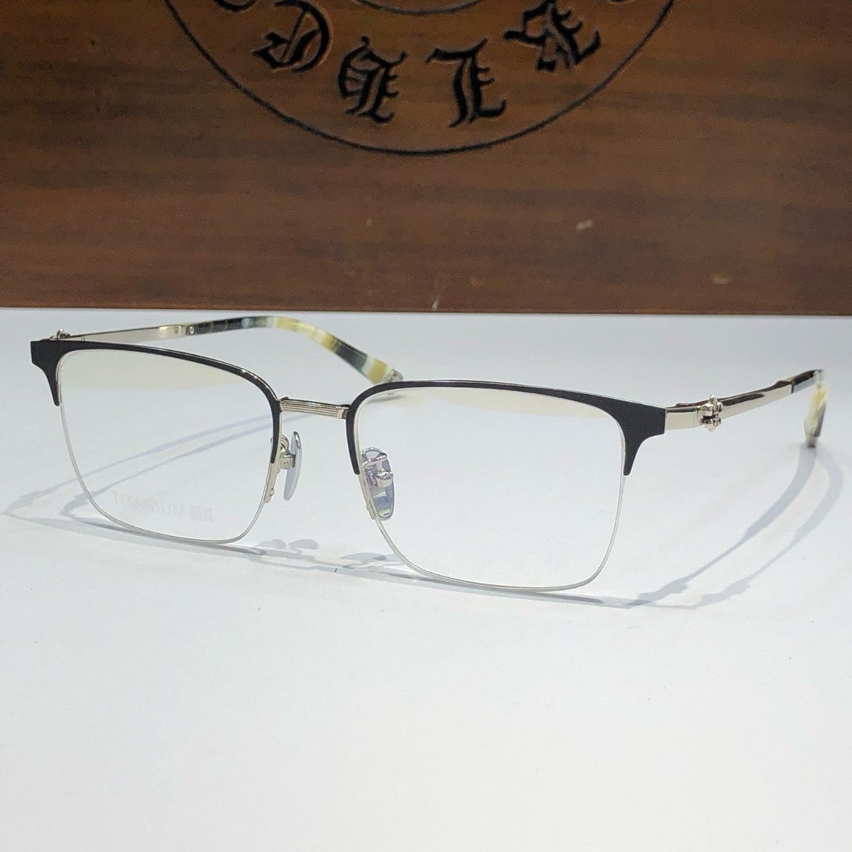 Chrome Hearts - Style Browline Glasses Square Half Rim Eyeglasses Frame Browline Prescription Glasses for Men Women CH8265 - HP eyeglasses