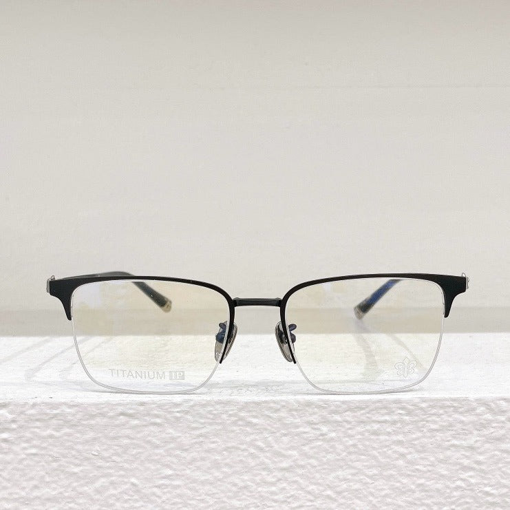 Chrome Hearts - Style Browline Glasses Square Half Rim Eyeglasses Frame Browline Prescription Glasses for Men Women CH8265 - HP eyeglasses