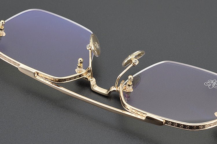 Chrome Hearts Style CH8189 Titanium Aviator Glasses – Half Rim Geometric Rectangle Frames with Double Bridge for Men & Women - HP eyeglasses