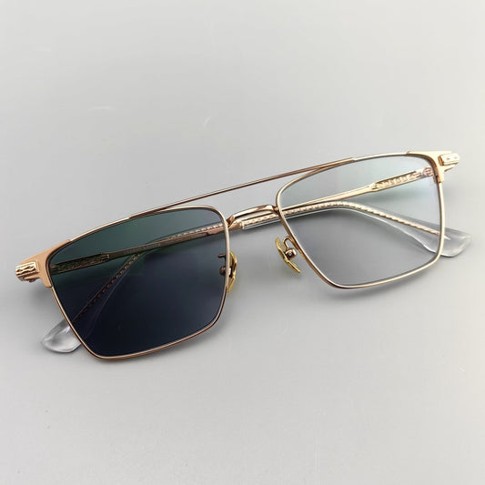 Chrome Hearts-Style Double Bridge Titanium Glasses Square Eyeglasses Lightweight Full Rim Prescription Frame CH5401 - HP eyeglasses