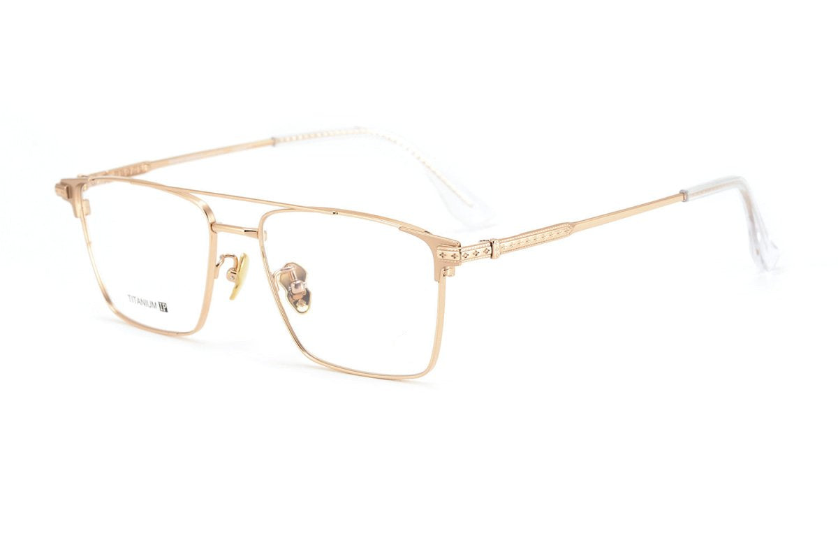 Chrome Hearts-Style Double Bridge Titanium Glasses Square Eyeglasses Lightweight Full Rim Prescription Frame CH5401 - HP eyeglasses
