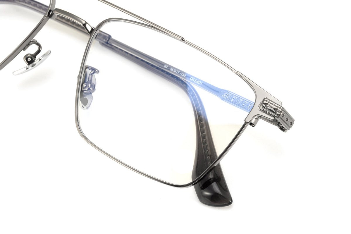 Chrome Hearts-Style Double Bridge Titanium Glasses Square Eyeglasses Lightweight Full Rim Prescription Frame CH5401 - HP eyeglasses