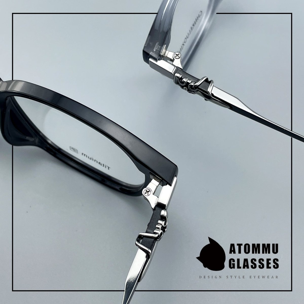Chrome Hearts Style Pure Titanium Acetate Glasses Frame | Oversized Full Frame Square Eyewear for Men & Women – Retro Black High Prescription Ready - HP eyeglasses