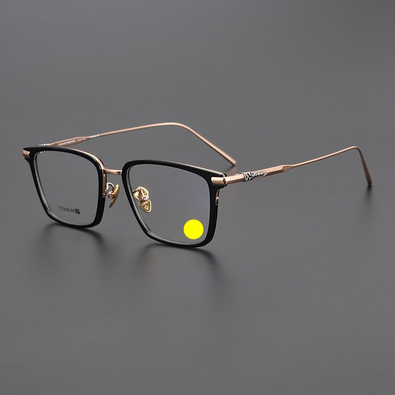 Chrome Hearts Style Retro Black Square Glasses – Ultra - Light Pure Titanium Full Rim Eyeglass Frame for Men & Women - HP eyeglasses