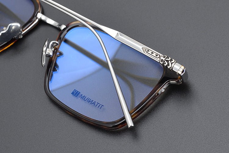 Chrome Hearts Style Retro Black Square Glasses – Ultra - Light Pure Titanium Full Rim Eyeglass Frame for Men & Women - HP eyeglasses