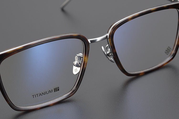 Chrome Hearts Style Retro Black Square Glasses – Ultra - Light Pure Titanium Full Rim Eyeglass Frame for Men & Women - HP eyeglasses