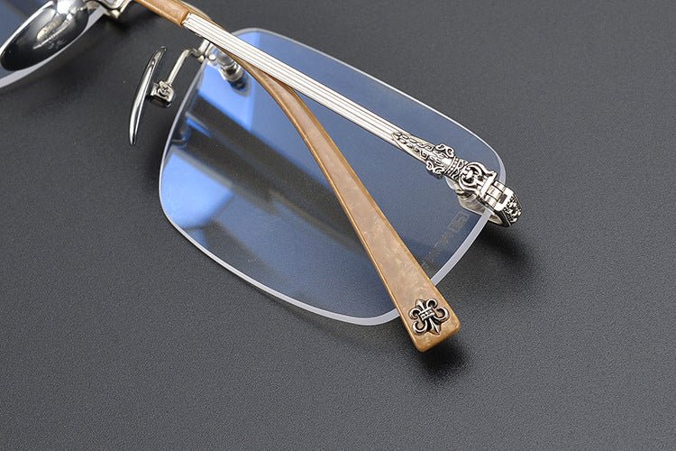 Chrome Hearts Style Rimless Glasses for Men - Pure Titanium Frame - EO - 8085 - HP eyeglasses