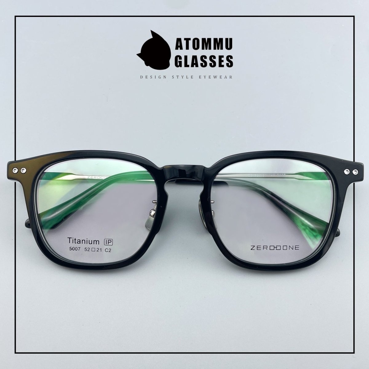 Classic Round Square Acetate Glasses Frame with Pure Titanium Plated Temples – 5007 - HP eyeglasses