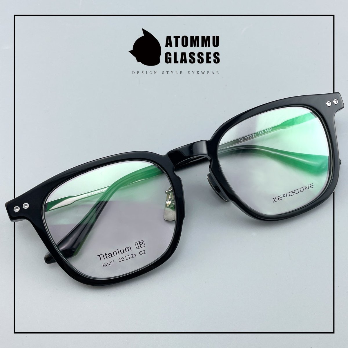 Classic Round Square Acetate Glasses Frame with Pure Titanium Plated Temples – 5007 - HP eyeglasses