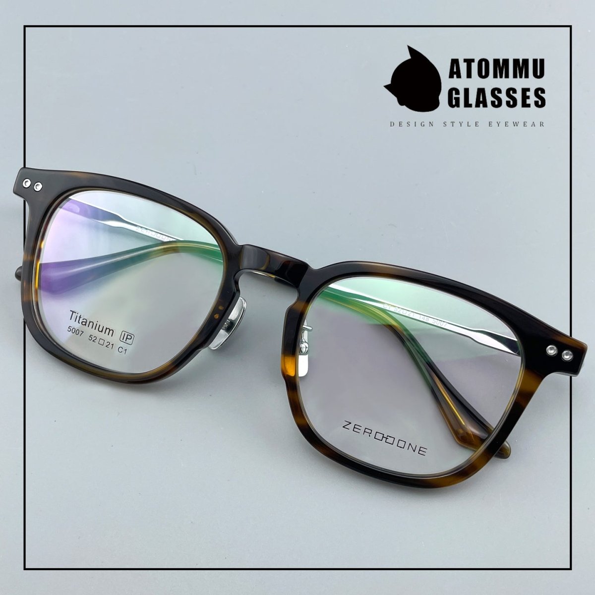 Classic Round Square Acetate Glasses Frame with Pure Titanium Plated Temples – 5007 - HP eyeglasses