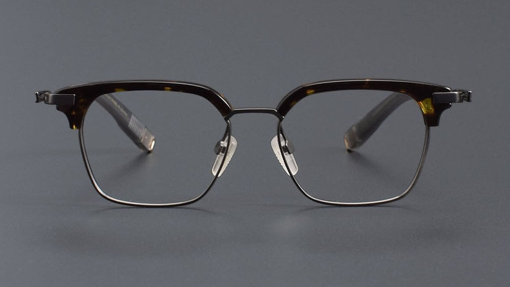 DITA Style DTX - 410 Browline Full Rim Titanium Eyeglass Frame | Japanese Retro Acetate Glasses for Men & Women | Designer Rectangular Optical Frame - HP eyeglasses